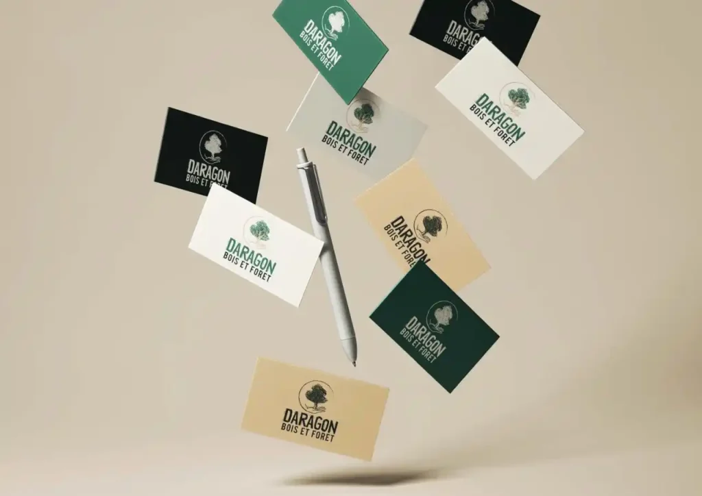 Mockup de carte de visite pour Daragon Bois et Forêt dans la filière forêt-bois