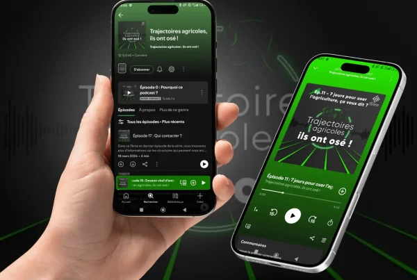 Mockup du podcast Trajectoires Agricoles, ils ont osé ! sur Spotify