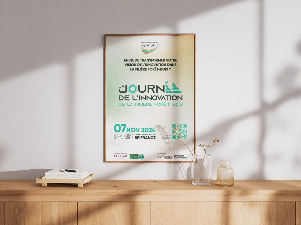Mockup d’affiche pour la Journée de l’innovation de la filière forêt-bois organisée par Xylofutur