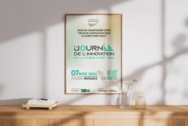 Mockup d’affiche pour la Journée de l’innovation de la filière forêt-bois organisée par Xylofutur